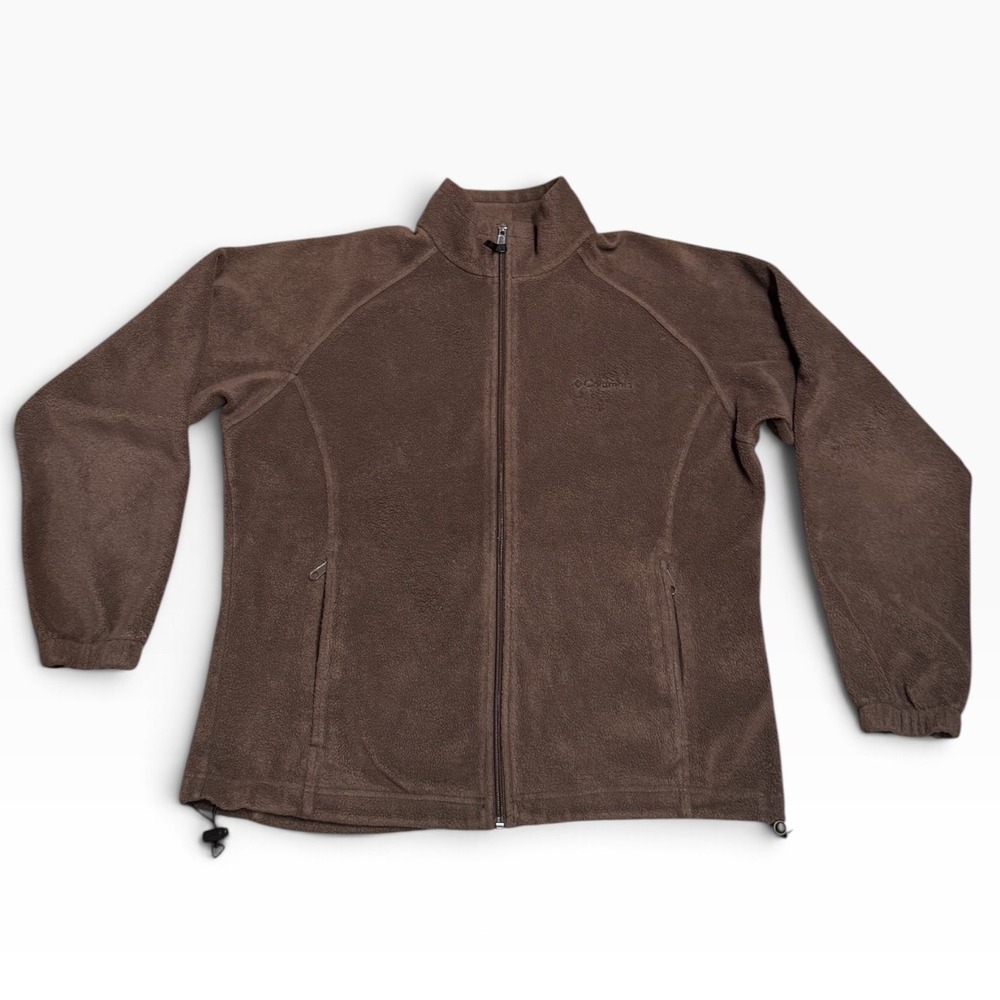 Columbia Womens Brown Full Zip Fleece Jacket Mock Neck XL6919 Size Large